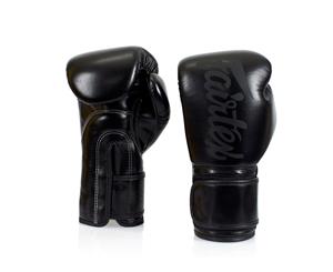 FAIRTEX Solid Black Muay Thai Boxing Sparring Training Gloves