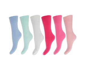 Floso Ladies/Womens Premium Quality Multipack Thermal Socks Double Brushed Inside (Pack Of 6) (Pink/Blue Shades) - W142