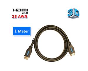 HDMI 2.0 High Speed Cable 1M Gold Plated Connectors Ethernet ARC HD 1080p 3D Cinema Plus 28AWG 4K 60Hz HDCP 2.2 Compatible with Xbox PS4 Apple TV