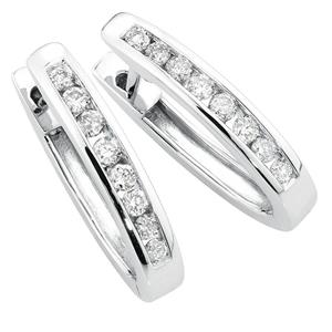 Hoop Earrings with 1/4 Carat TW of Diamonds in 10ct White Gold