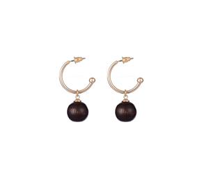 Jewelcity Sunkissed Womens/Ladies Hoop And Bead Earrings (Gold/Brown) - JW969