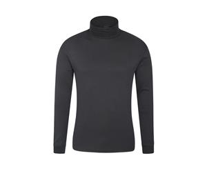 Mountain Warehouse Mens Cotton Roll Neck Top No Zip with 100% Combed Cotton - Black