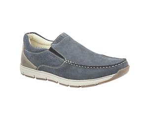 Roamers Mens Leather Twin Gusset Panel Casual Shoes (Navy) - DF1595