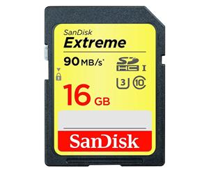 SanDisk Extreme SDHC SDXNE 16GB C10 UHS-I 90MB/s R 40MB/s W SDSDXNE-016G-GNCIN