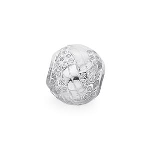 Sterling Silver Your Story CZ Weave Ball Bead
