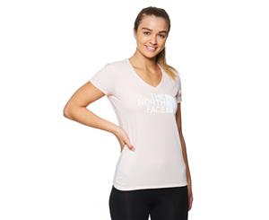 The North Face Women's Half Dome V-Neck T-Shirt Tee - Pink Salt/TNF White