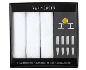 Van Heusen 3 Hankie Cufflink Tie Collar Set - Yellow