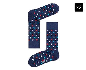 2 x Happy Socks Men's Mini Diamond Socks - Navy/Red/White