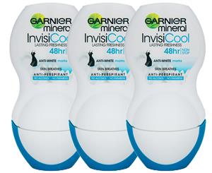 3 x Garnier Mineral Women's InvisiCool Roll-On Anti-Perspirant Deodorant 50mL
