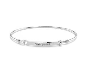 .925 Sterling Silver Never Give Up Bangle-Silver