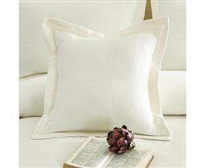 A Pair of 100% Cotton Cream Waffle Euro Covers 65x65cm+5cm