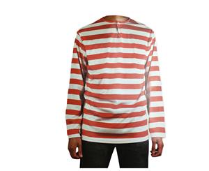 Adults Wheres Wally Red And White Striped Top Shirt Costume