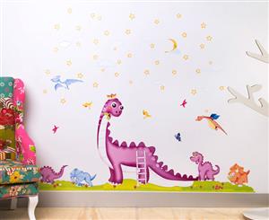 Big Purple Dinosaur & Baby Dinos Wall Sticker/Decal