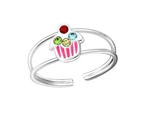Children's Sterling Silver Cupcake Adjustable Ring