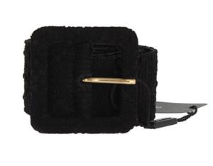 Dolce & Gabbana Black Cotton Leather Lace Wide Belt