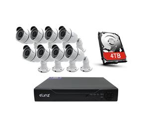 Elinz 8CH CCTV Security 8x Cameras System 1080P Face Detection DVR 5MP 4TB