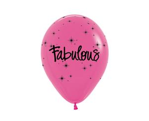 Fabulous Fashion Fuchsia 30cm Latex Balloons AOP Blk Ink 50pk