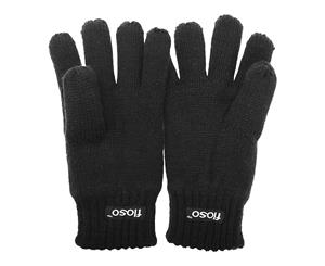 Floso Childrens Unisex Knitted Thermal Thinsulate Gloves (3M 40G) (Black) - GL236