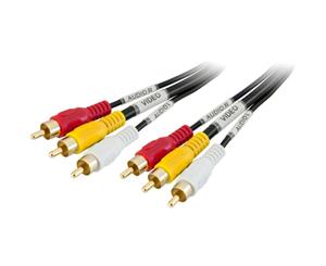 LV1002 Pro2 0.5M Composite Video & Stereo Audio AV Lead Pro2 3X RCA Plugs To 3X RCA Plugs (Yellow Red & White) 0.5M COMPOSITE VIDEO & STEREO