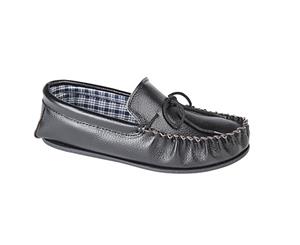 Mokkers Mens Oscar Sofite Leather Moccasin Slippers (Black) - DF1246