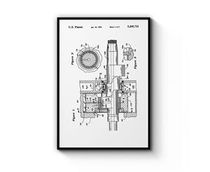 Rotary Engine Patent Wall Art - Black Frame