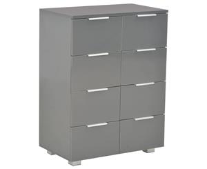 Sideboard High Gloss Grey Chipboard Storage Cabinet Home Organiser