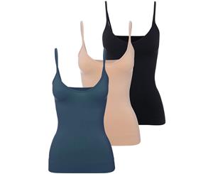 Silhouette Camisole - 3 Pack - Black Nude Steel
