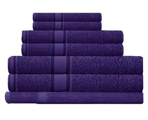 100% Combed Cotton 7 Pieces Bath Sheet Set Purple