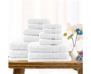 14 Piece Ultra-light Cotton Bath Towel Set in White