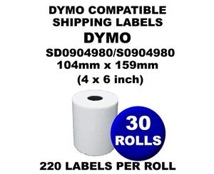 30 Rolls Dymo Compatible Direct Thermal Labels SD0904980 150mm x 100mm