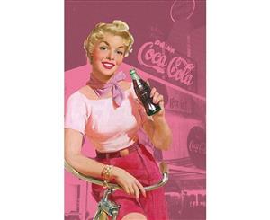 Coca-Cola Retro Pin-Up Girl Tea Towel - Colours Pink