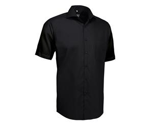 Id Mens Poplin Shirt Short Sleeve Modern Fit (Black) - ID501