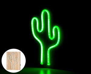 Lazy Dayz 23x17cm Neon Cactus on Wooden Mount Art - Green