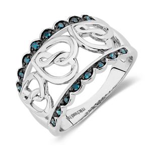 Online Exclusive - Infinitas Ring with 0.15 Carat TW of White & Enhanced Blue Diamonds in Sterling Silver