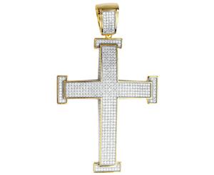 Premium Bling - 925 Sterling Silver XL Cross Pendant gold - Gold