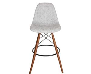 Replica Eames DSW Bar / Kitchen Stool | Fabric Seat | Walnut Legs - Textured Light Grey