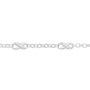 Silver 19cm Belcher With CZ Infinity Link Bracelet