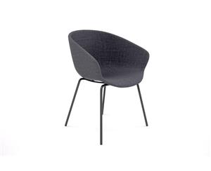 Teddy Fabric Tub Chair - 4 Legged Black - grey upholstered