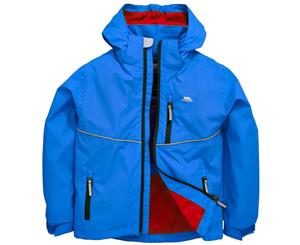 Trespass Boys Hattrick Waterproof Windproof Hooded Rain Coat Jacket - BLUE
