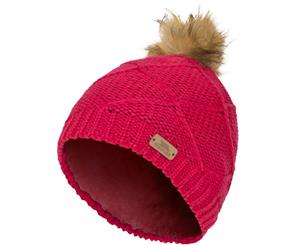 Trespass Boys & Girls Tanisha Knitted Acrylic Pom Pom Beanie Hat - Raspberry