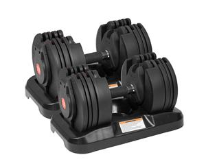 2x 20kg Powertrain Adjustable Home Gym Dumbbells