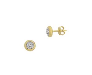 Bevilles 9ct Yellow Gold Silver Infused Crystal Stud Earrings