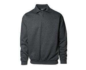 Id Mens Classic Loose Fitting Polo Neck Sweatshirt/Jumper (Anthracite melange) - ID340