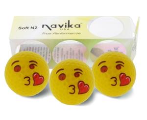 Navika Emoji Mwah Pack Of 3 Golf Balls Yellow