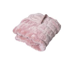 Quebec Rouched Faux Fur Throw 125X150Cm - Rose Pink