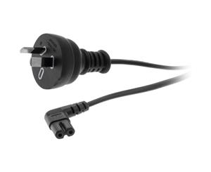 R720AC DOSS 240V Ac Mains To Figure 8 - 2M Iec C7 Fig8 Right Angle Black Fitted With a Right-Angle Iec C7 / Figure-8 Connector and Australian 2-Pin