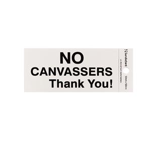 Sandleford 100 x 50mm No Canvassers Silver Self Adhesive Sign