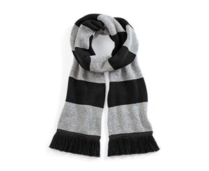 Beechfield Varsity Unisex Winter Scarf (Double Layer Knit) (Black / Heather Grey) - RW2031