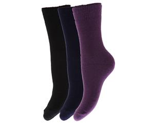 Floso Childrens Boys/Girls Winter Thermal Socks (Pack Of 3) (Black/Navy/Purple) - K105