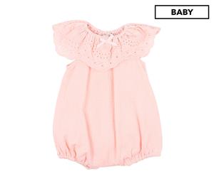 Fox & Finch Baby Girls' Frolic Broderie Anglaise Romper - Soft Pink